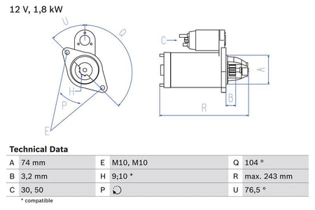 Bosch 0986018680 Starter - 1