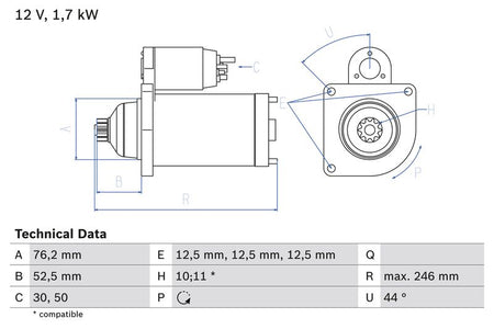 Bosch 0986020250 Starter - 1