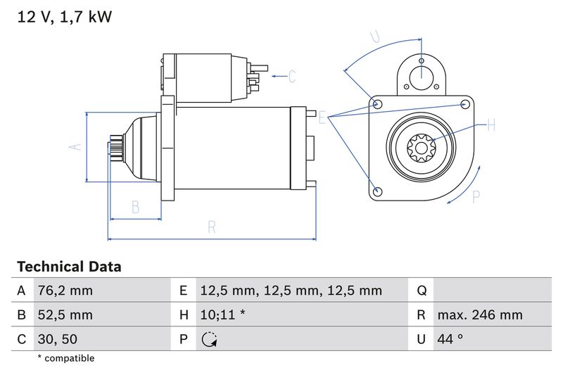 Bosch 0986020250 Starter - 1