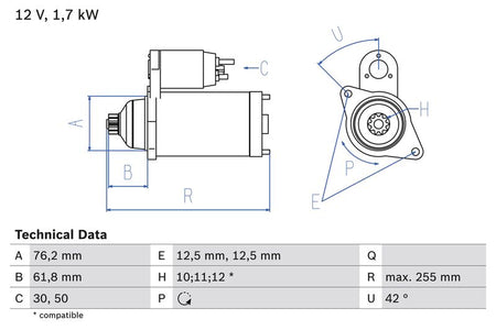 Bosch 0986020260 Starter - 1