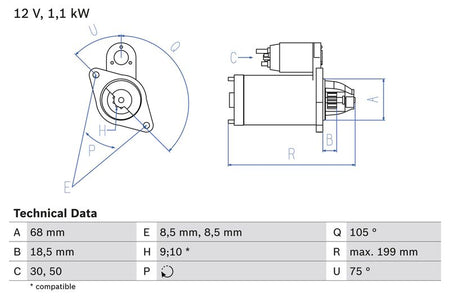 Bosch 0986020870 Starter - 1