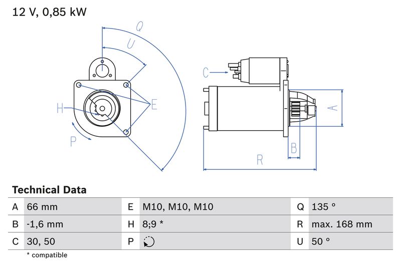 Bosch 0986021051 Starter - 1