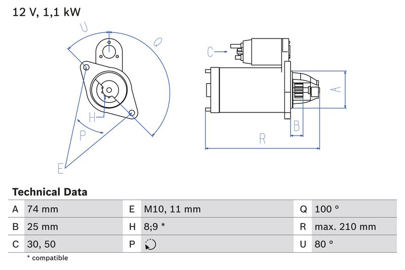 Bosch 0986021550 Starter - 1