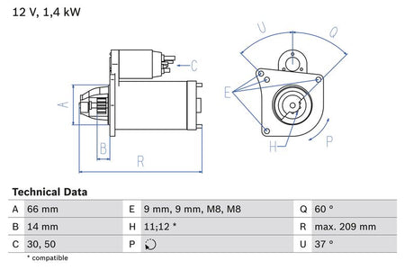 Bosch 0986021651 Starter - 1