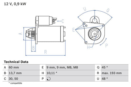 Bosch 0986021970 Starter - 1