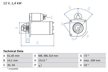 Bosch 0986022121 Starter - 1