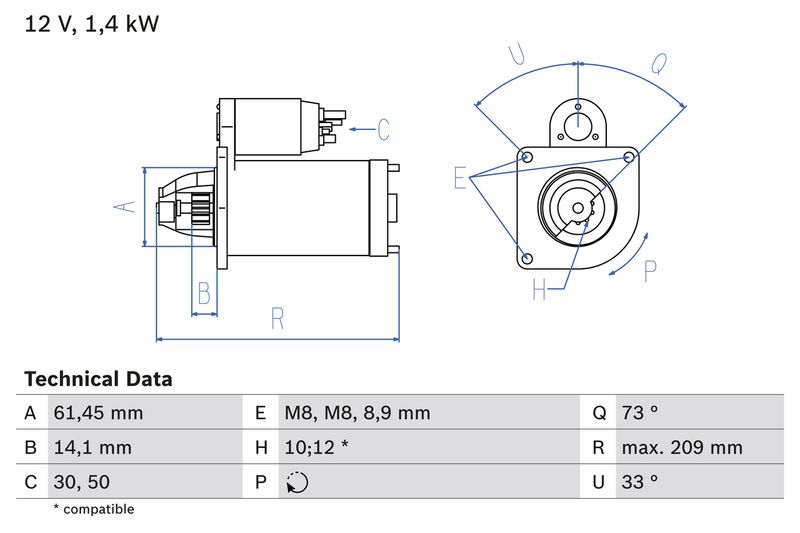 Bosch 0986022121 Starter - 1