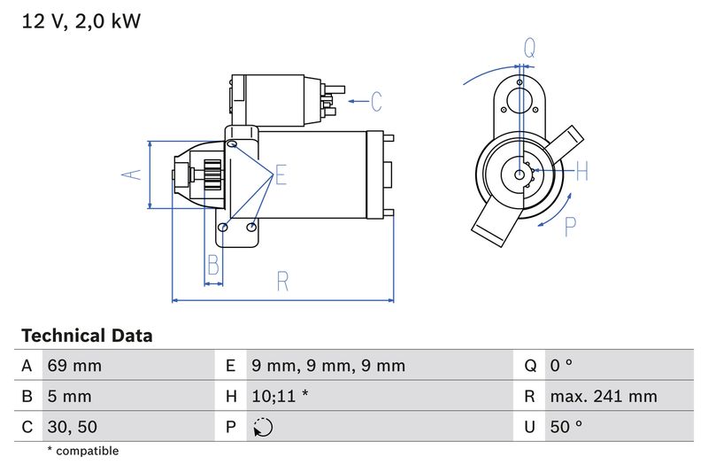 Bosch 0986022670 Starter - 1