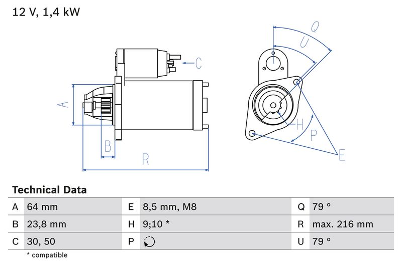 Bosch 0986022730 Starter - 1