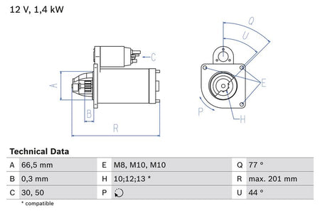 Bosch 0986022800 Starter - 1