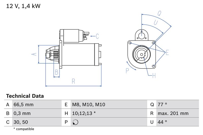 Bosch 0986022800 Starter - 1