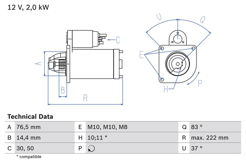 Bosch 0986023530 Starter - 1