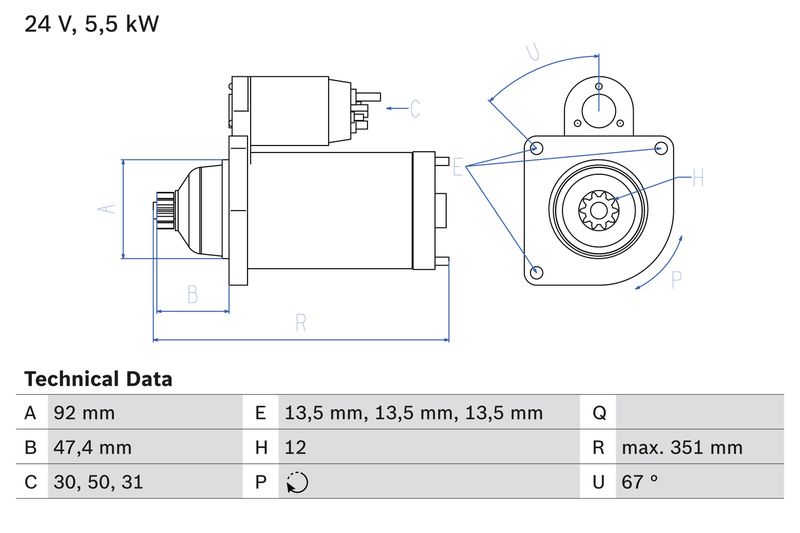 Bosch 0986025450 Starter - 1
