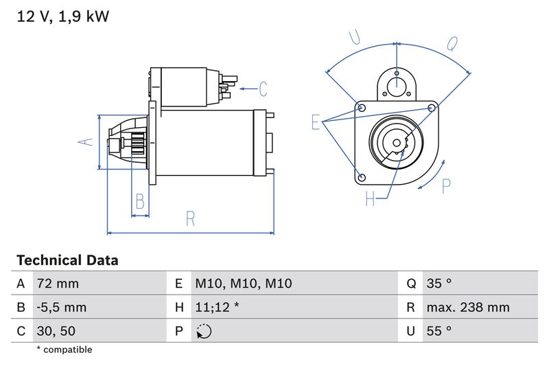 Bosch 0986025470 Starter - 1
