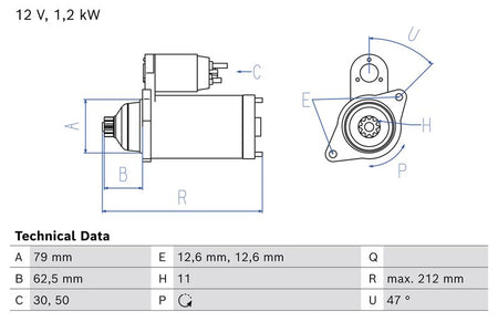 Bosch 0986026000 Starter - 1