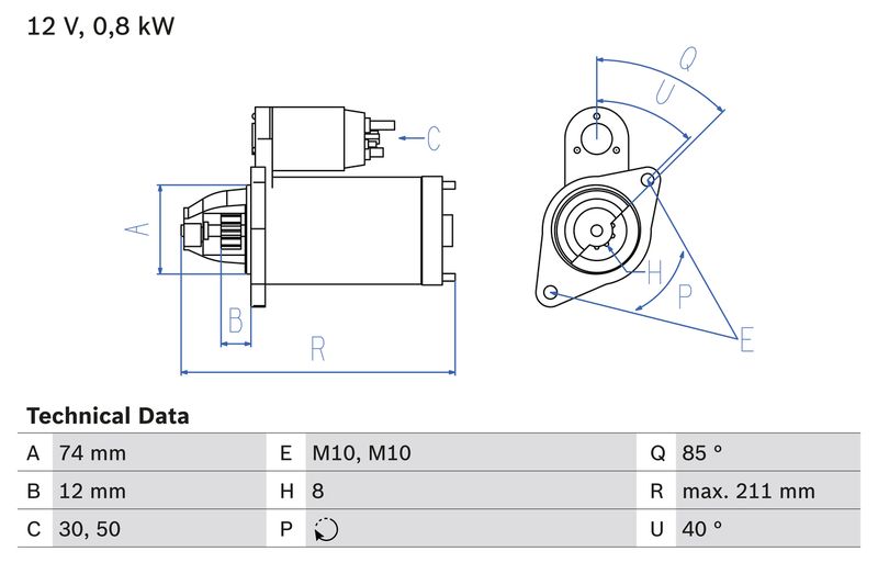 Bosch 0986026070 Starter - 1