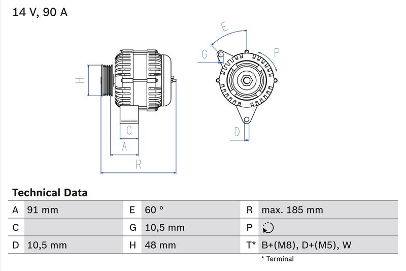 Bosch 0986038160 Alternator - 1