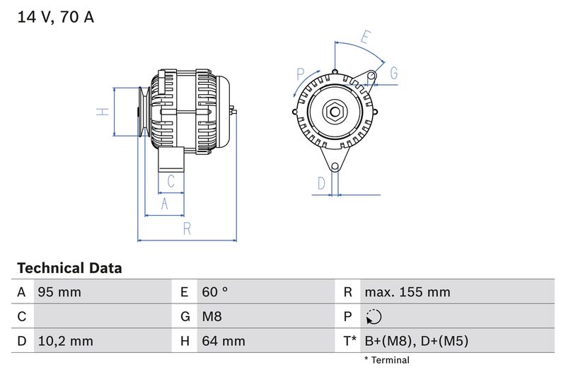 Bosch 0986038730 Alternator - 1