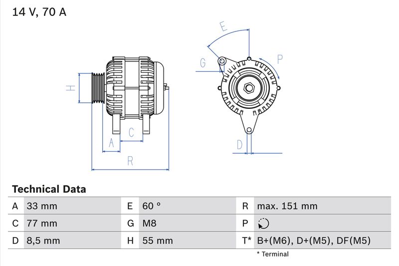 Bosch 0986039510 Alternator - 1