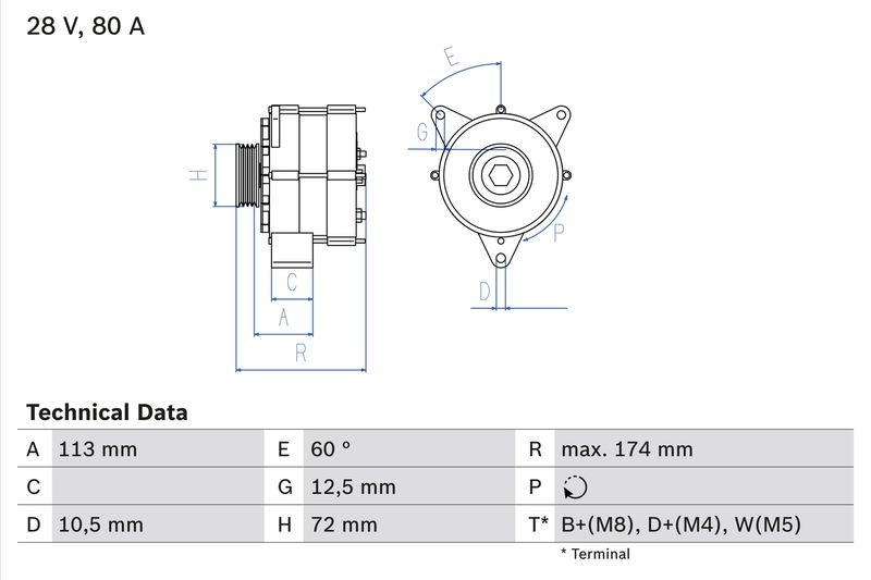 Bosch 0986040260 Alternator - 1