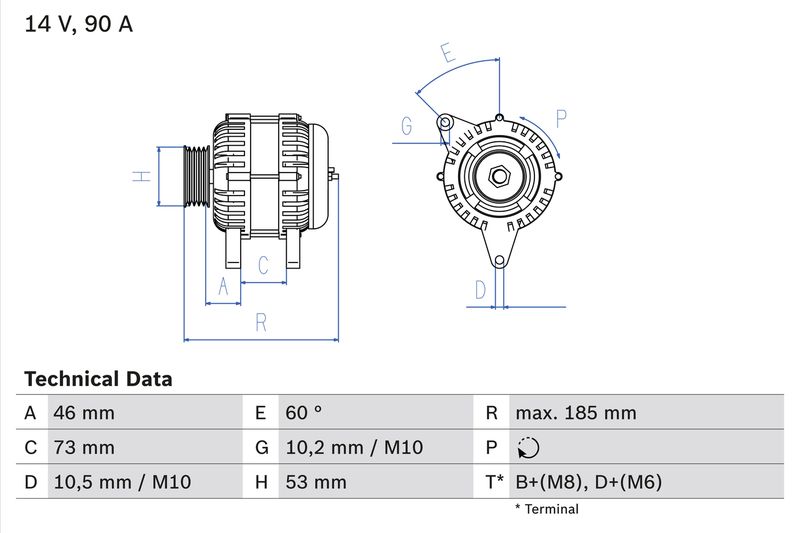 Bosch 0986040380 Alternator - 1