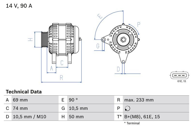 Bosch 0986040390 Alternator - 1