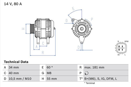Bosch 0986042660 Alternator - 1