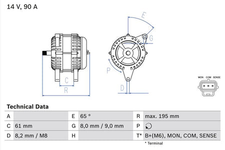 Bosch 0986044651 Alternator - 1