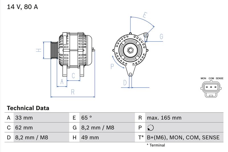 Bosch 0986044671 Alternator - 1