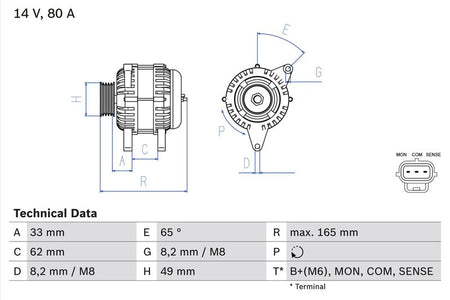 Bosch 0986044671 Alternator - 1