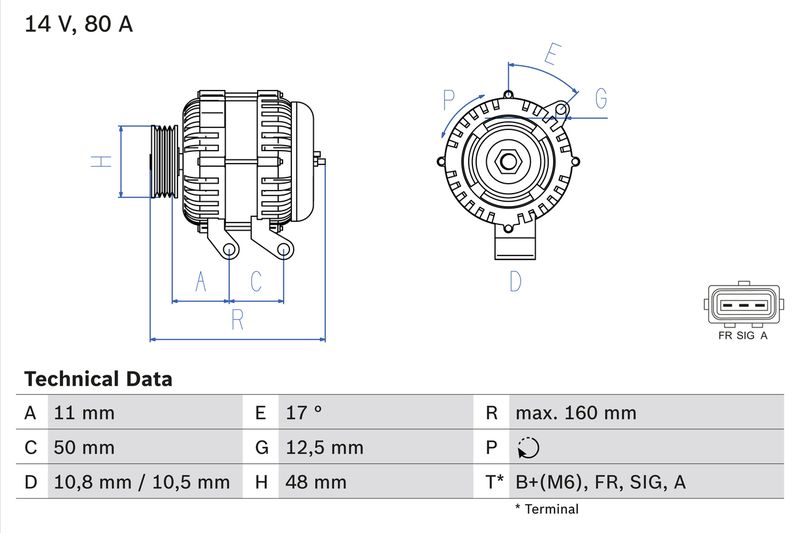Bosch 0986044701 Alternator - 1