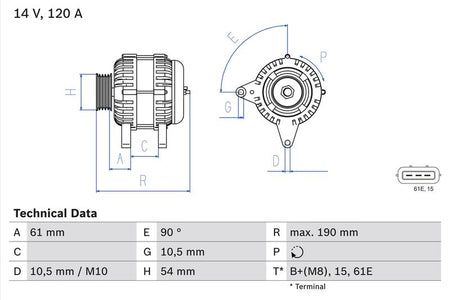 Bosch 0986044841 Alternator - 1
