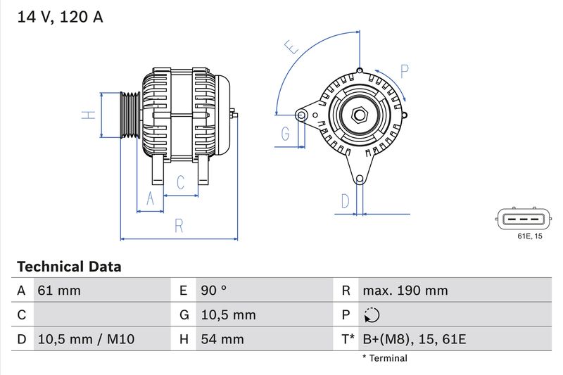 Bosch 0986044841 Alternator - 1