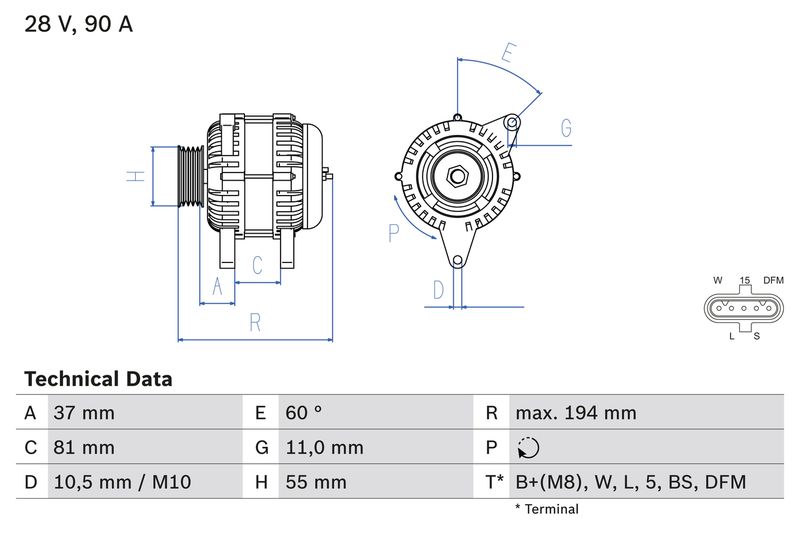 Bosch 0986045430 Alternator - 1