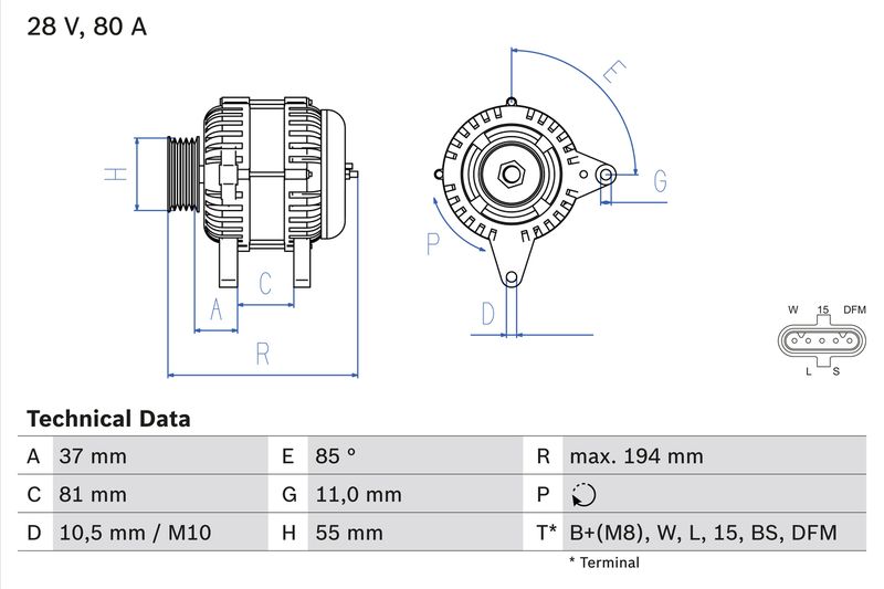 Bosch 0986047410 Alternator - 1