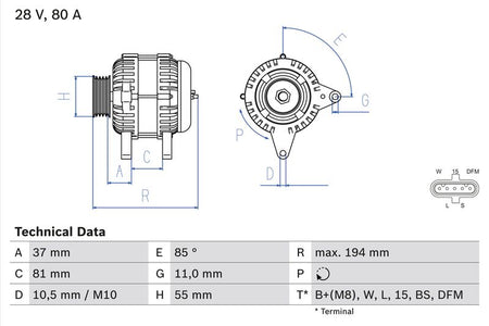 Bosch 0986047410 Alternator - 1