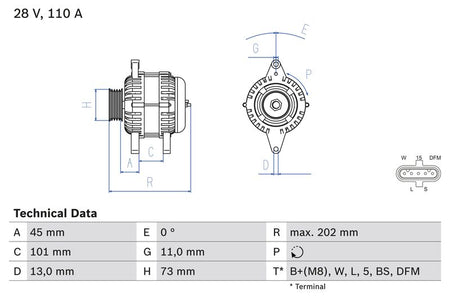 Bosch 0986049350 Alternator - 1