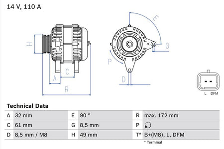 Bosch 0986080330 Alternator - 1