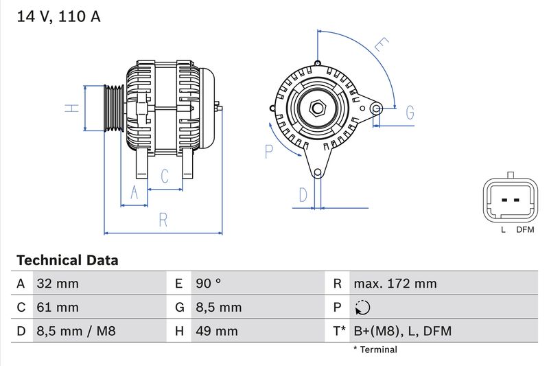 Bosch 0986080330 Alternator - 1