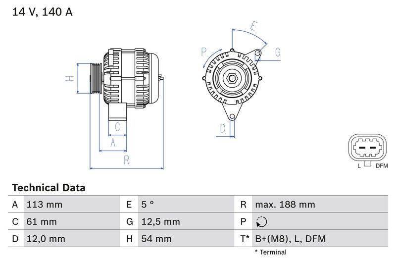 Bosch 0986080380 Alternator - 1