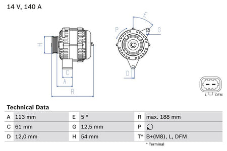 Bosch 0986080380 Alternator - 1