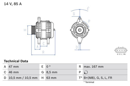 Bosch 0986080480 Alternator - 1