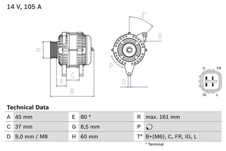 Bosch 0986082410 Alternator - 1