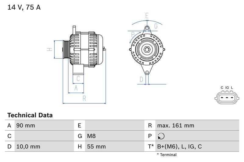 Bosch 0986082900 Alternator - 1
