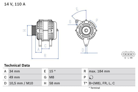 Bosch 0986083640 Alternator - 1