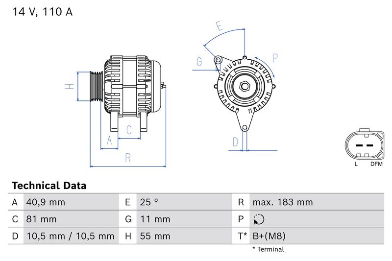 Bosch 0986086070 Alternator - 1