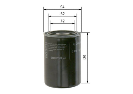 Bosch 0986452001 Oil Filter - 1