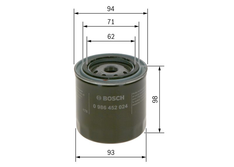 Bosch 0986452024 Oil Filter - 1