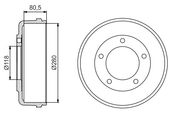 Bosch 0986477203 Brake Drum - 5