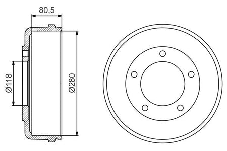 Bosch 0986477203 Brake Drum - 5